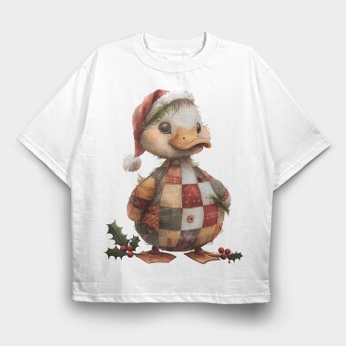 Christmas Patchwork Duck, Tricou Oversize Barbati (Unisex)