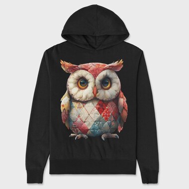 Christmas Patchwork Owl, Hanorac Oversize Barbati (Unisex)