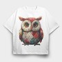 Christmas Patchwork Owl, Tricou Oversize Barbati (Unisex)