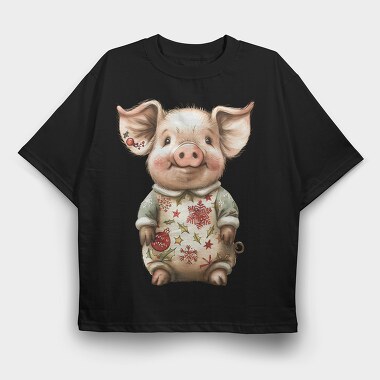 Christmas Pig Jacket, Tricou Oversize Barbati (Unisex)