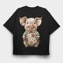 Christmas Pig Jacket, Tricou Oversize Barbati (Unisex)