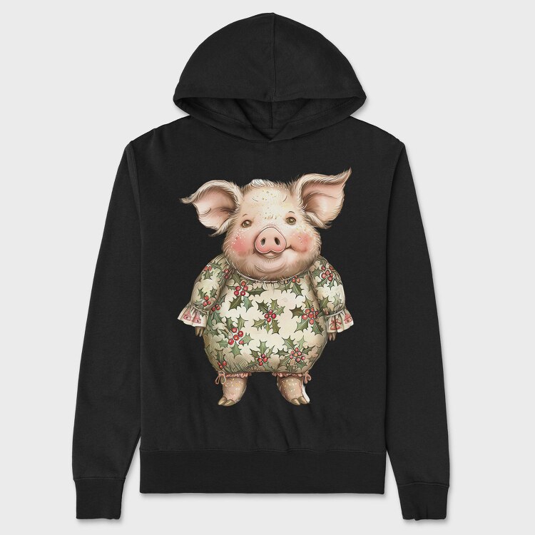 Christmas Pig Ornament, Hanorac Oversize Barbati (Unisex)