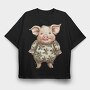 Christmas Pig Ornament, Tricou Oversize Barbati (Unisex)