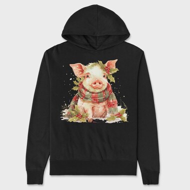 Christmas Pig Scarf, Hanorac Oversize Barbati (Unisex)