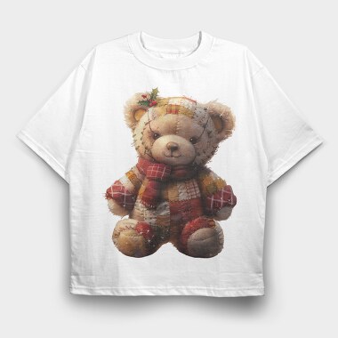 Christmas Quilt Bear Winter Love, Tricou Oversize Barbati (Unisex)