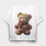 Christmas Quilt Bear Winter Love, Tricou Oversize Barbati (Unisex)