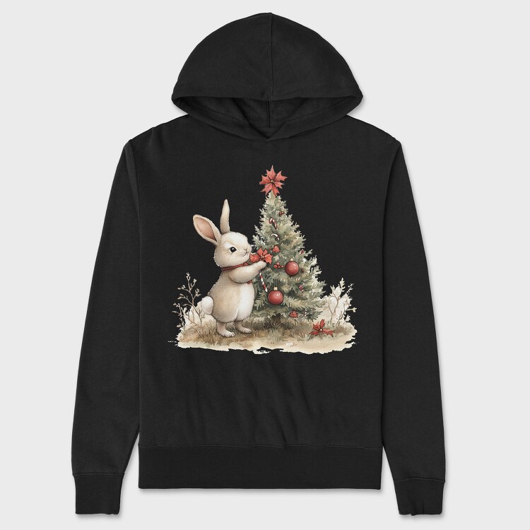 Christmas Rabbit Tree, Hanorac Oversize Barbati (Unisex)
