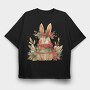 Christmas Rabbit Wreath, Tricou Oversize Barbati (Unisex)