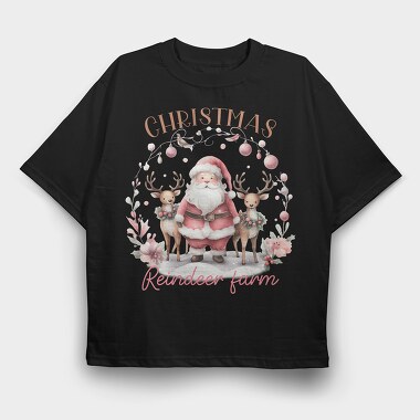 Christmas Reindeer Farm, Tricou Oversize Barbati (Unisex)