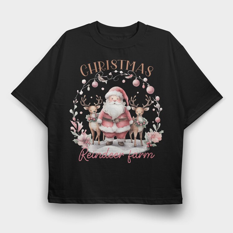 Christmas Reindeer Farm, Tricou Oversize Barbati (Unisex)