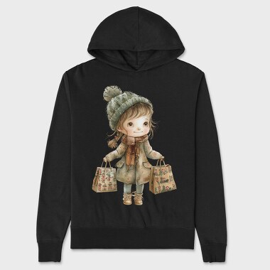 Christmas Shopper Girl, Hanorac Oversize Barbati (Unisex)