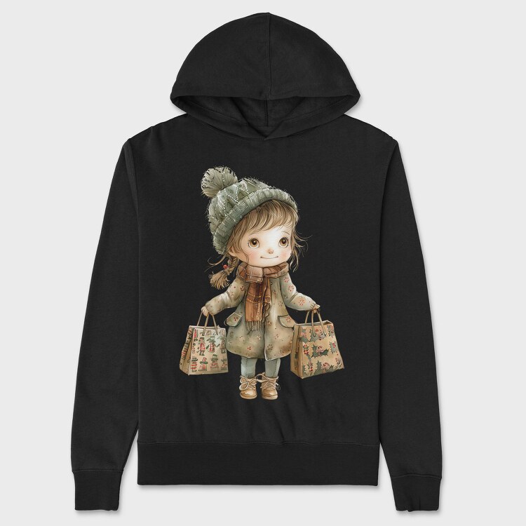 Christmas Shopper Girl, Hanorac Oversize Barbati (Unisex)