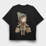 Christmas Shopper Girl, Tricou Oversize Barbati (Unisex)