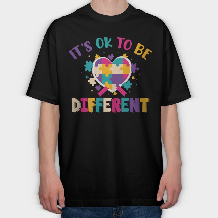 Puzzle Heart Different, Tricou Oversize Barbati (Unisex)