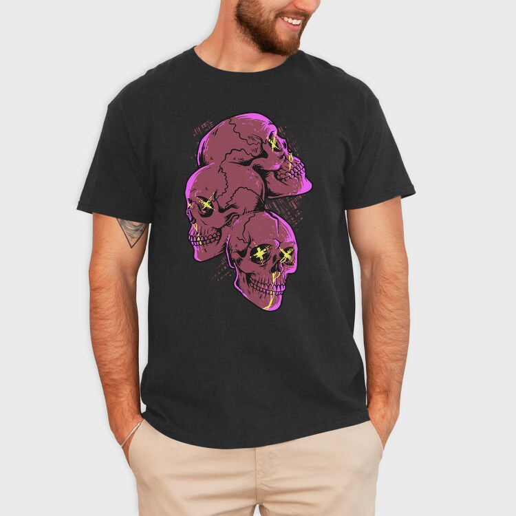 Skull Neon Scream, Tricou Barbati (Unisex)
