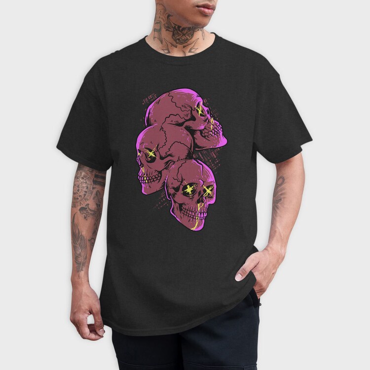 Skull Neon Scream, Tricou Barbati (Unisex)