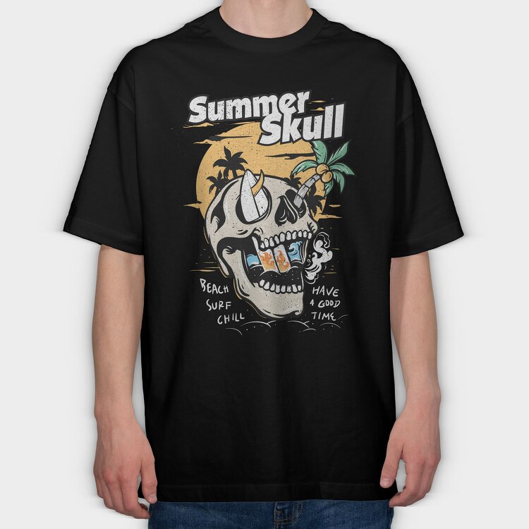 Summer Skull Vibes, Tricou Oversize Barbati (Unisex)