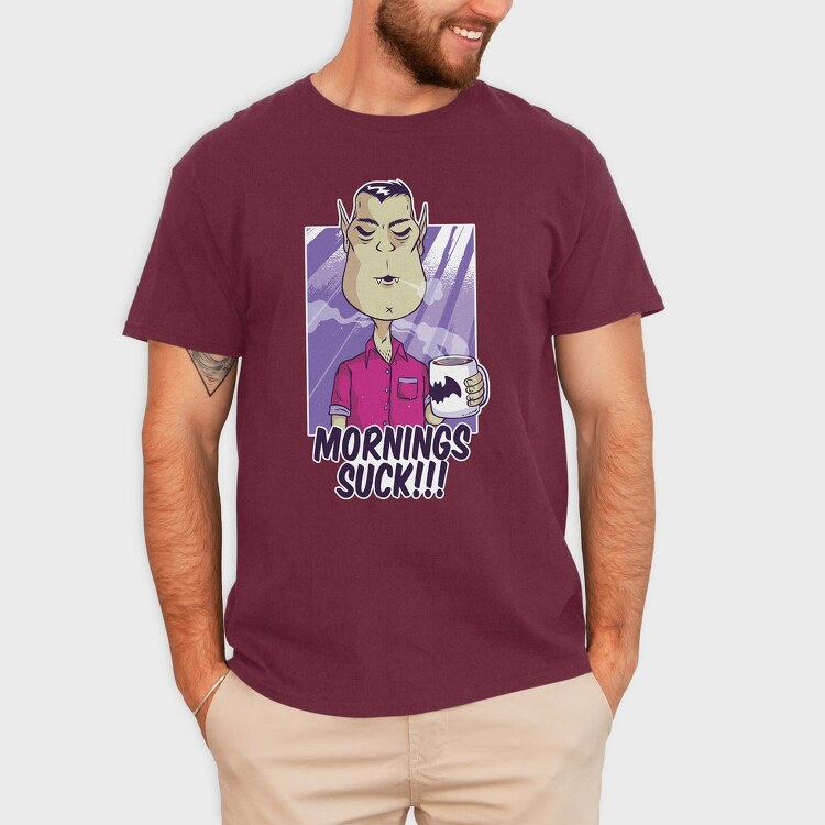 Mornings Suck Vampire, Tricou Barbati (Unisex)