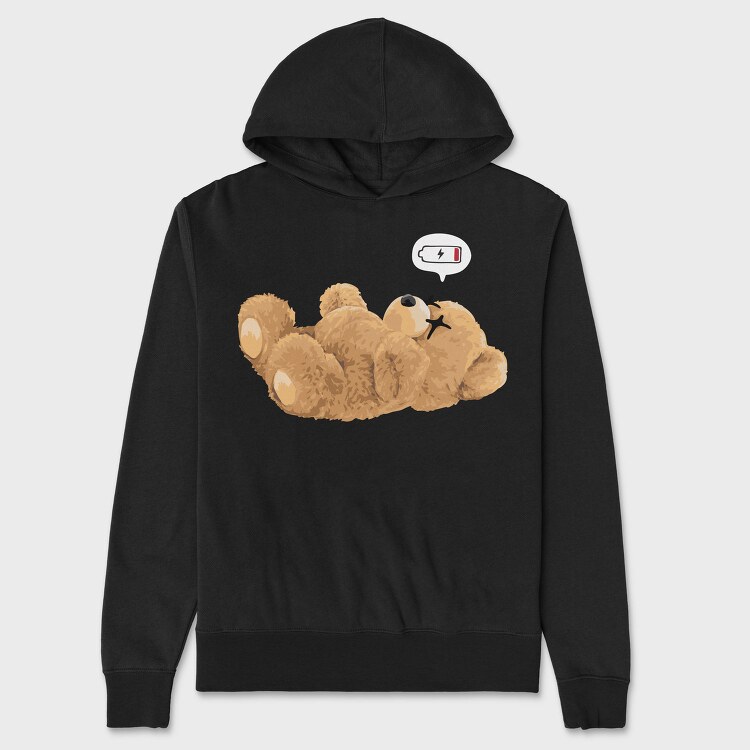 Teddy Bear Battery Low, Hanorac Oversize Barbati (Unisex)