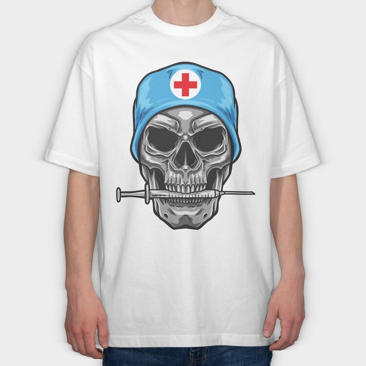 Skull Nurse Syringe, Tricou Oversize Barbati (Unisex)