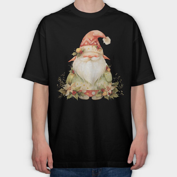Christmas Gnome Wreath, Tricou Oversize Barbati (Unisex)