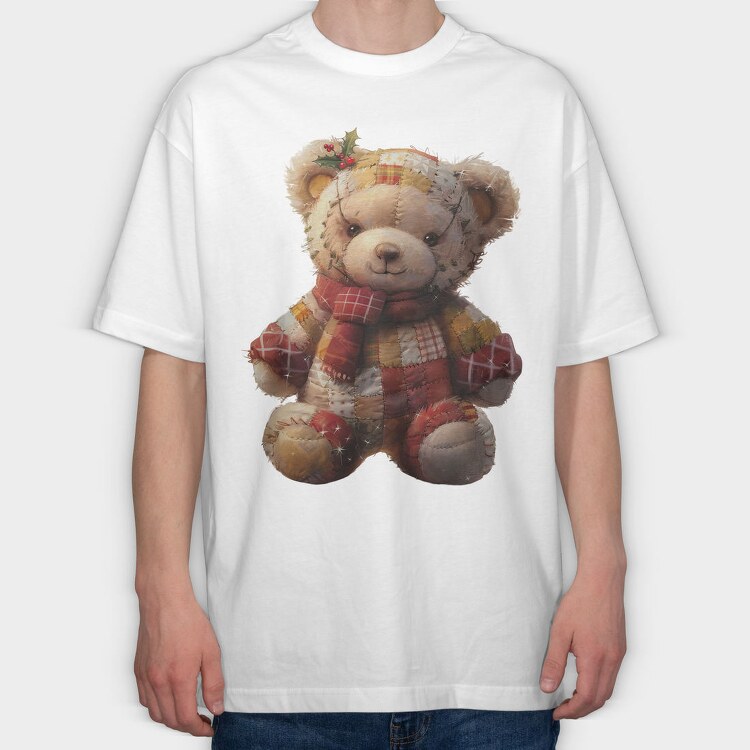 Christmas Quilt Bear Winter Love, Tricou Oversize Barbati (Unisex)