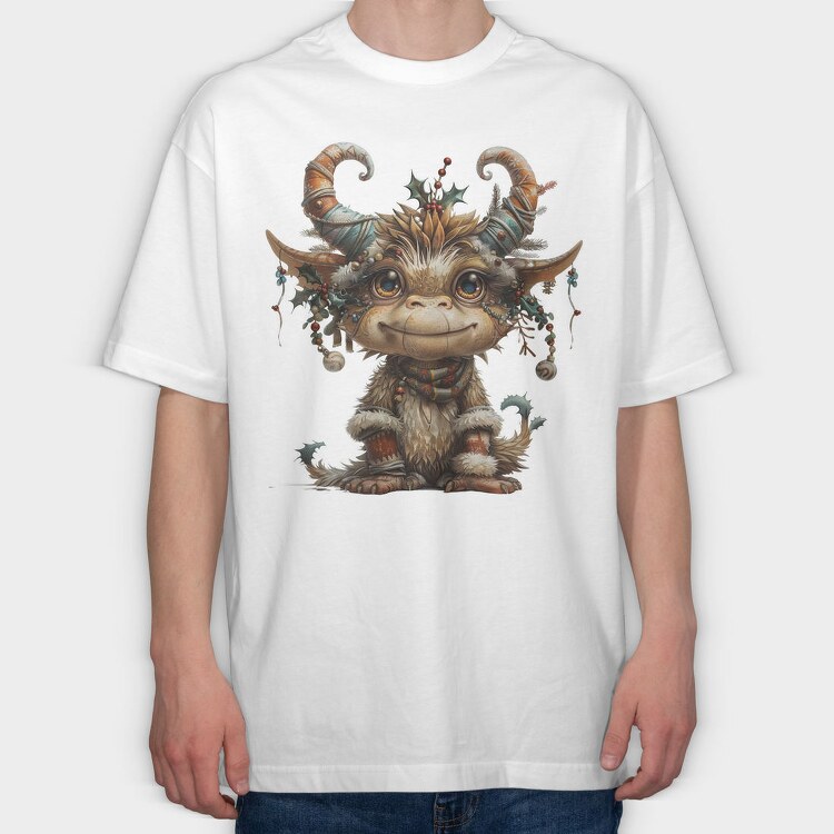 Christmas Monster Horns, Tricou Oversize Barbati (Unisex)