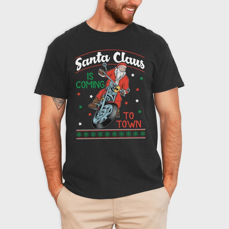 Santas Motorcycle Ride, Tricou Barbati (Unisex)