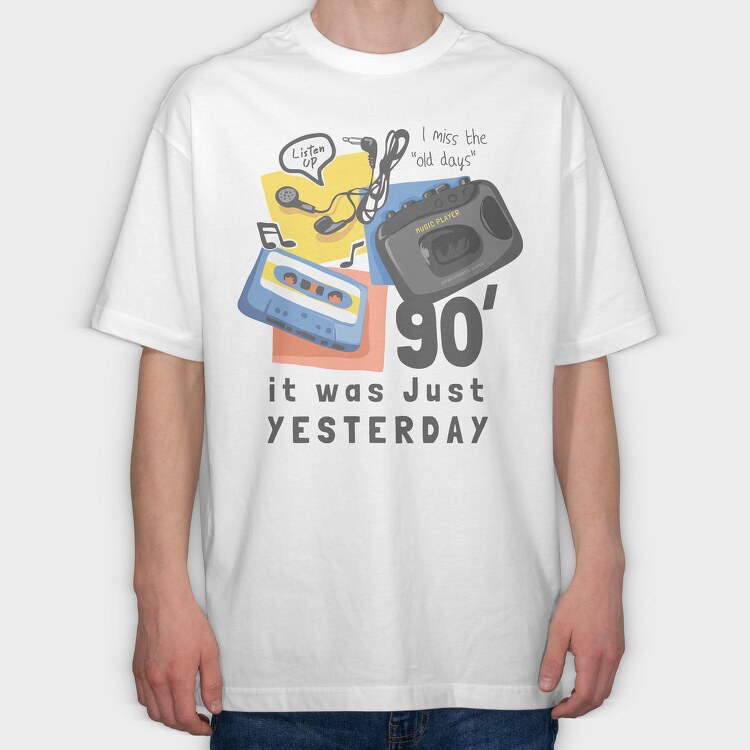 90S Cassette Nostalgia, Tricou Oversize Barbati (Unisex)