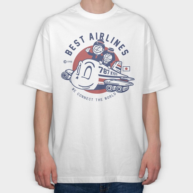 Best Airlines Kyoto, Tricou Oversize Barbati (Unisex)