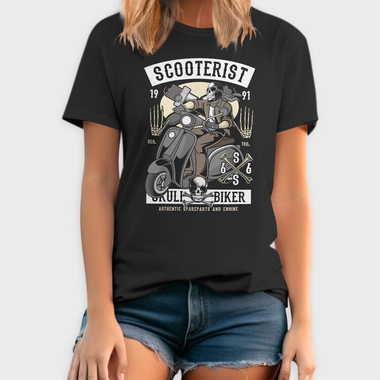 Scooter Biker Skull, Tricou Barbati (Unisex)