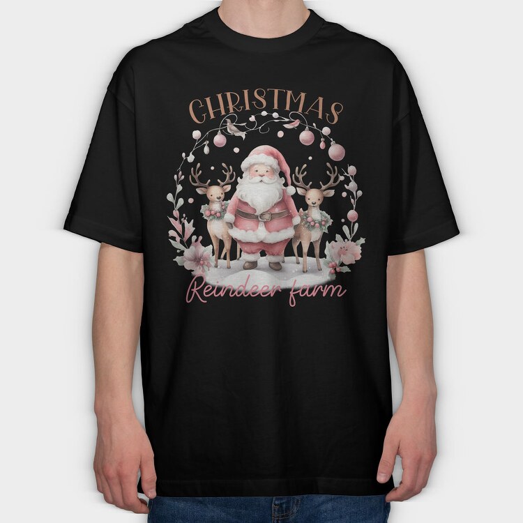 Christmas Reindeer Farm, Tricou Oversize Barbati (Unisex)