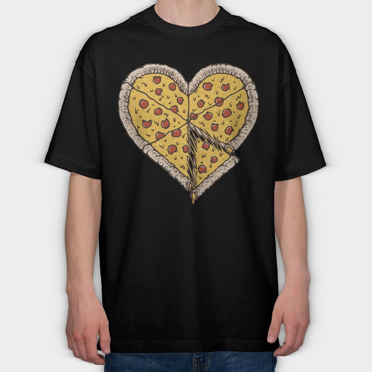 Heart Pizza Slice, Tricou Oversize Barbati (Unisex)