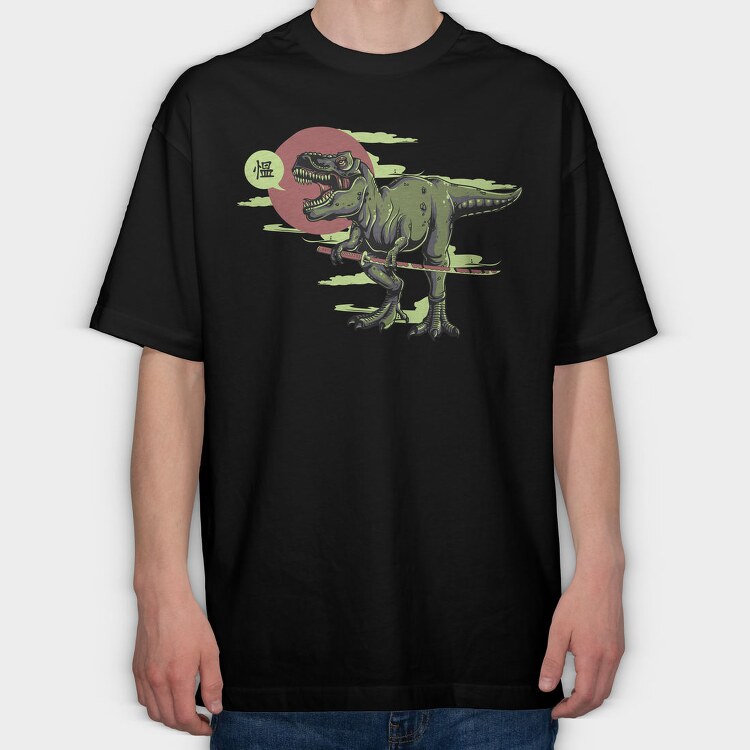 T Rex Samurai, Tricou Oversize Barbati (Unisex)