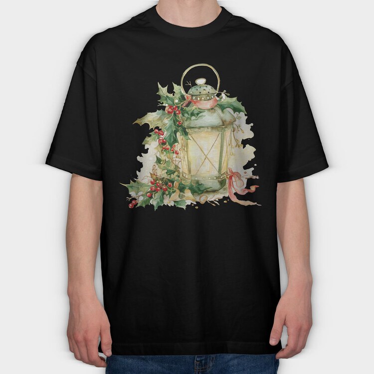 Christmas Lantern Holly, Tricou Oversize Barbati (Unisex)