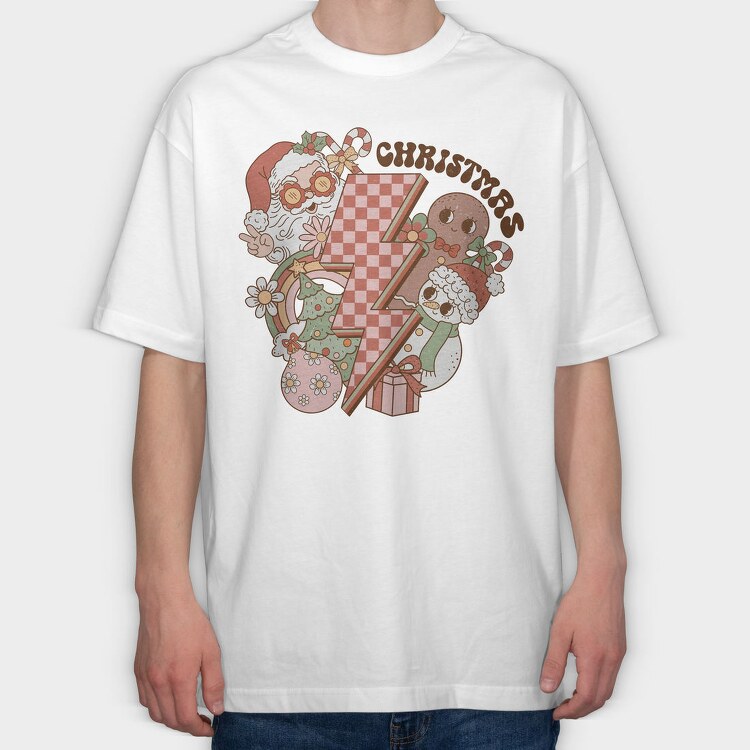 Christmas Santa Gingerbread, Tricou Oversize Barbati (Unisex)
