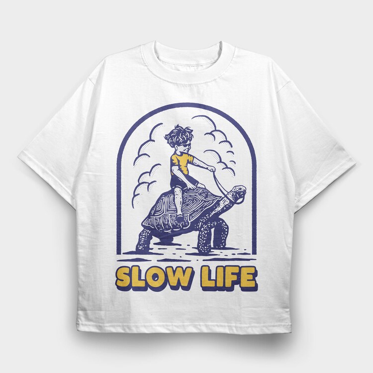 Slow Turtle Ride, Tricou Oversize Barbati (Unisex)