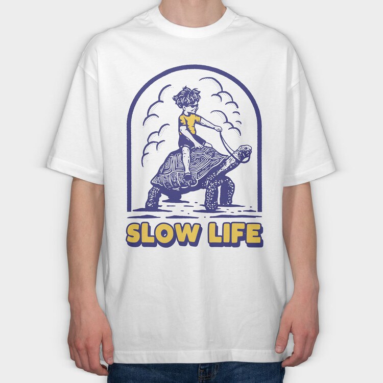 Slow Turtle Ride, Tricou Oversize Barbati (Unisex)