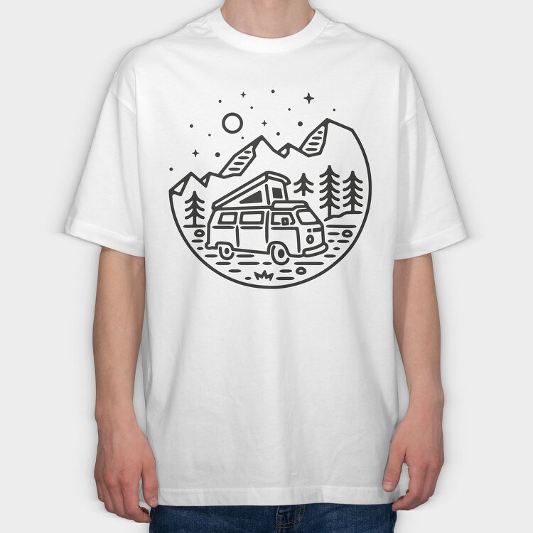 Camper Night Adventure, Tricou Oversize Barbati (Unisex)