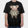 Christmas Pig Ornament, Tricou Oversize Barbati (Unisex)