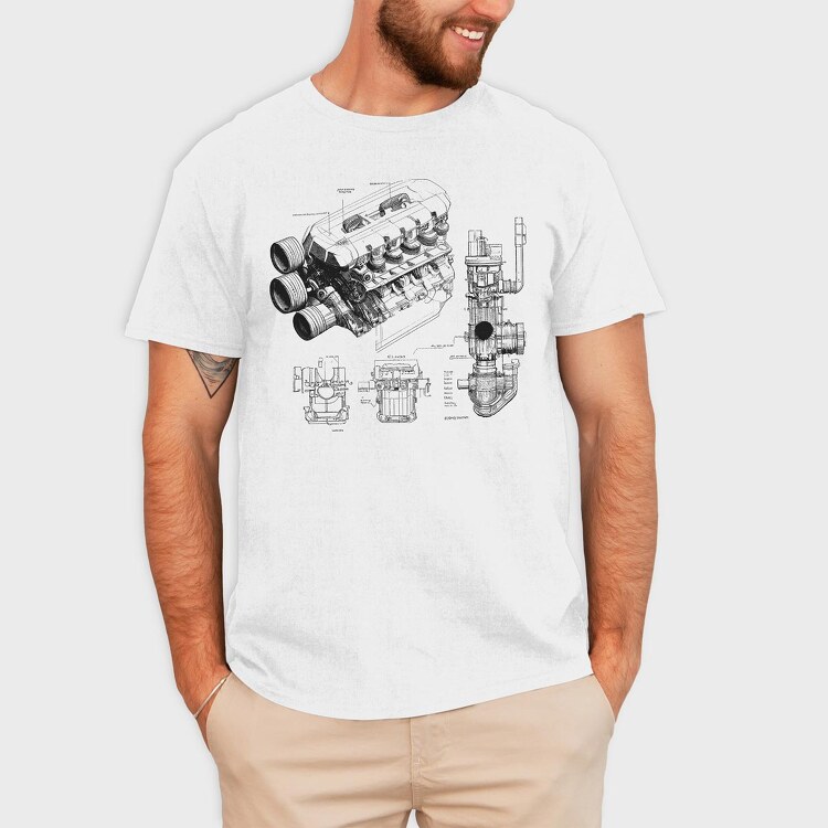 Engine Blueprint, Tricou Barbati (Unisex)