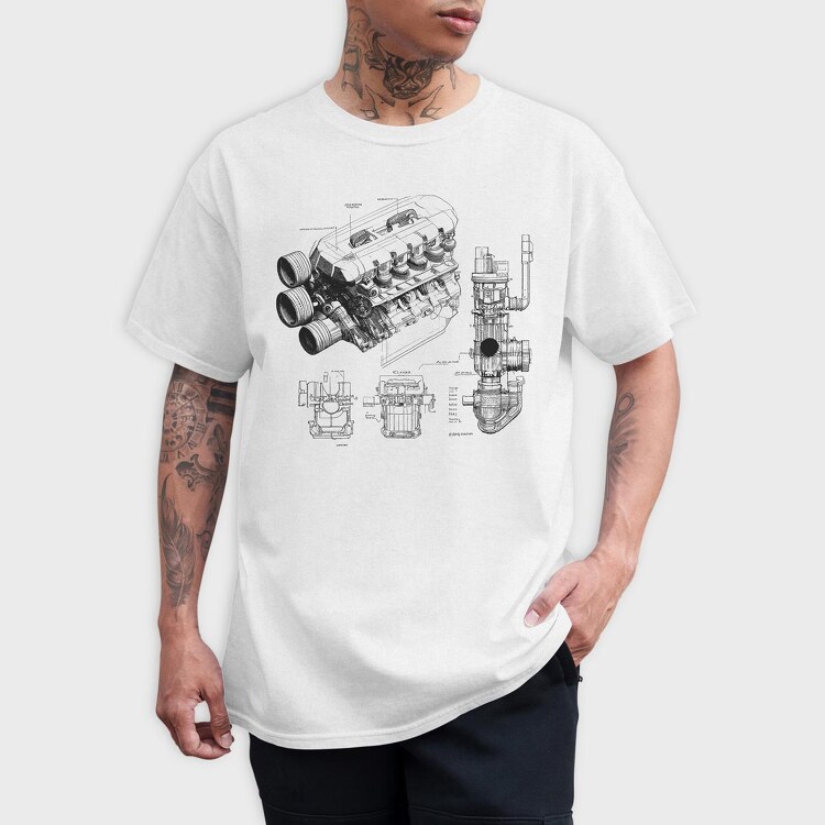 Engine Blueprint, Tricou Barbati (Unisex)