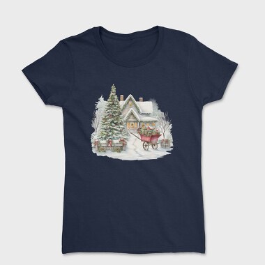 Christmas Sleigh Snowscape, Tricou Femei