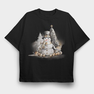 Christmas Snowman Buddy, Tricou Oversize Barbati (Unisex)