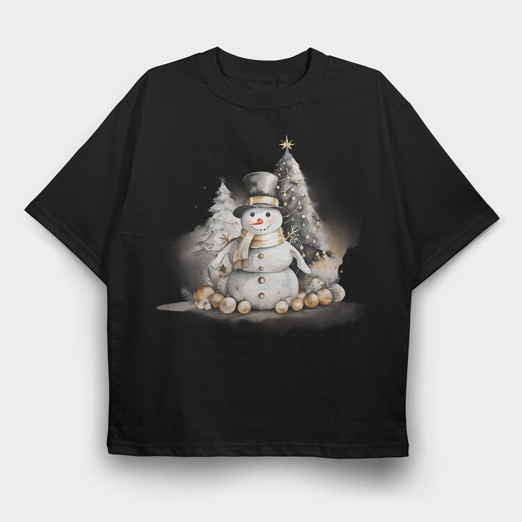 Christmas Snowman Buddy, Tricou Oversize Barbati (Unisex)
