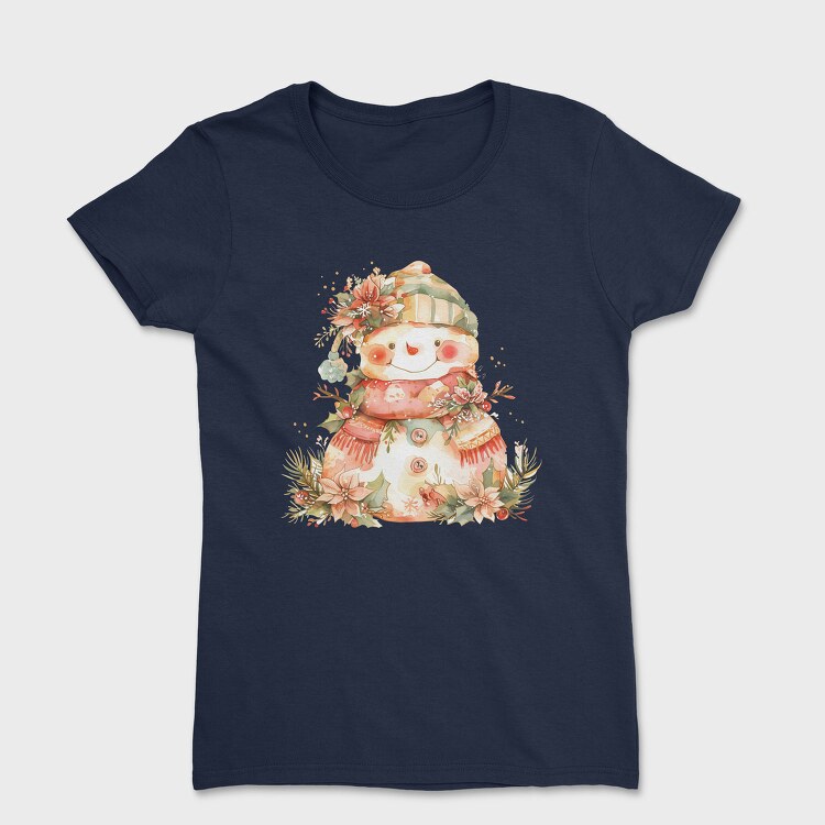 Christmas Snowman Flowers, Tricou Femei