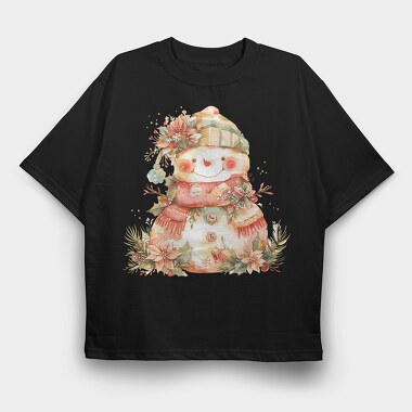 Christmas Snowman Flowers, Tricou Oversize Barbati (Unisex)