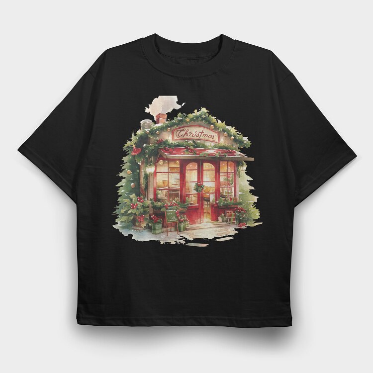 Christmas Storefront, Tricou Oversize Barbati (Unisex)