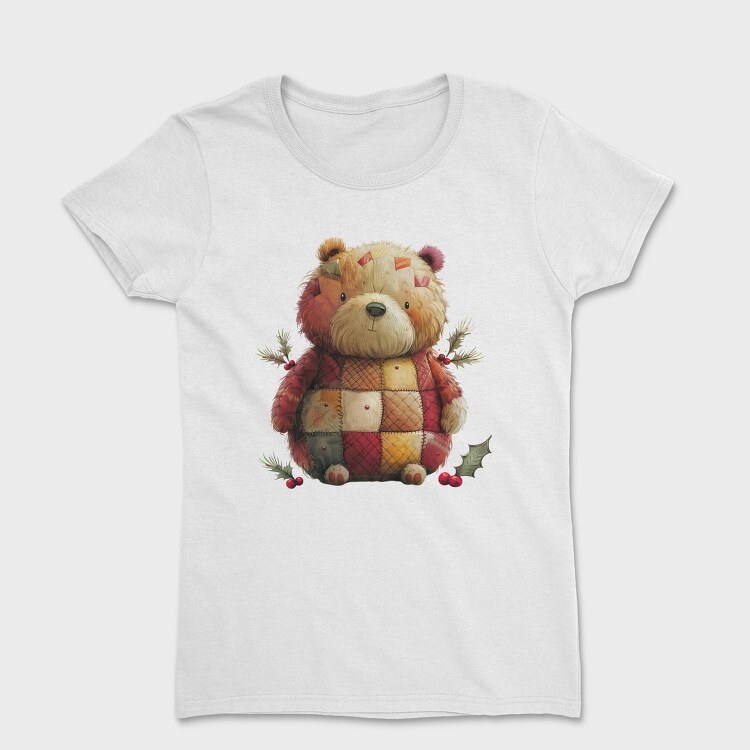 Christmas Teddy Patchwork, Tricou Femei