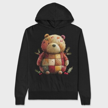 Christmas Teddy Patchwork, Hanorac Oversize Barbati (Unisex)
